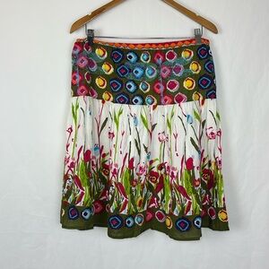Lifestyle Dragonflys Floral BOHO Bohemian Skirt Vibrant Colors Lined Sz Medium